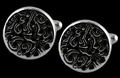 Round Key Design Black Diamond Cufflinks