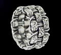 Silver Key Design Checkered Ring