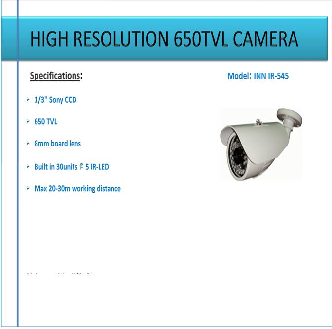 High Resolution 650 TVL CAMERA - INN-IR545