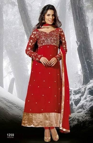 Brick Red Designer Ethnic Look Long Anarkali Suit