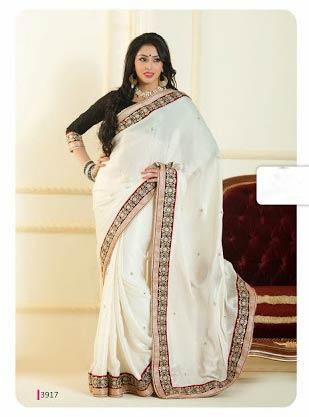 Fantastic look attractive magnificent party wear embroidered saree