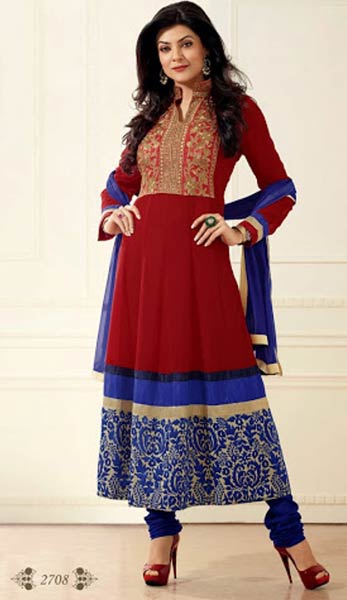 Red Designer Churidar Kameez, Blue Designer Churidar Kameez