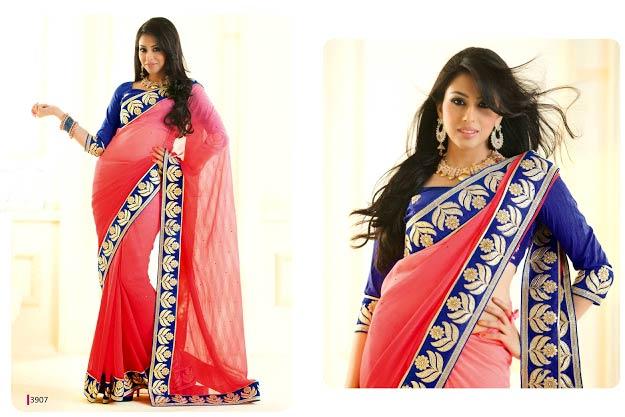 Sassy Look Attractive Embroidered Indian Party Wear Designer Saree