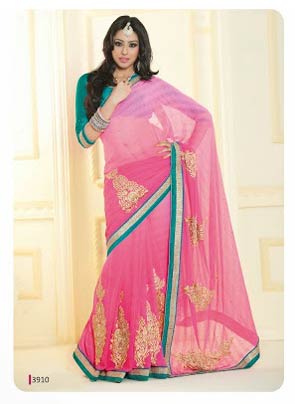 Stunning look wedding designer attractive Indian embroidered saree