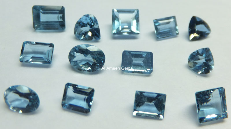 Faceted Aquamarine Gemstones