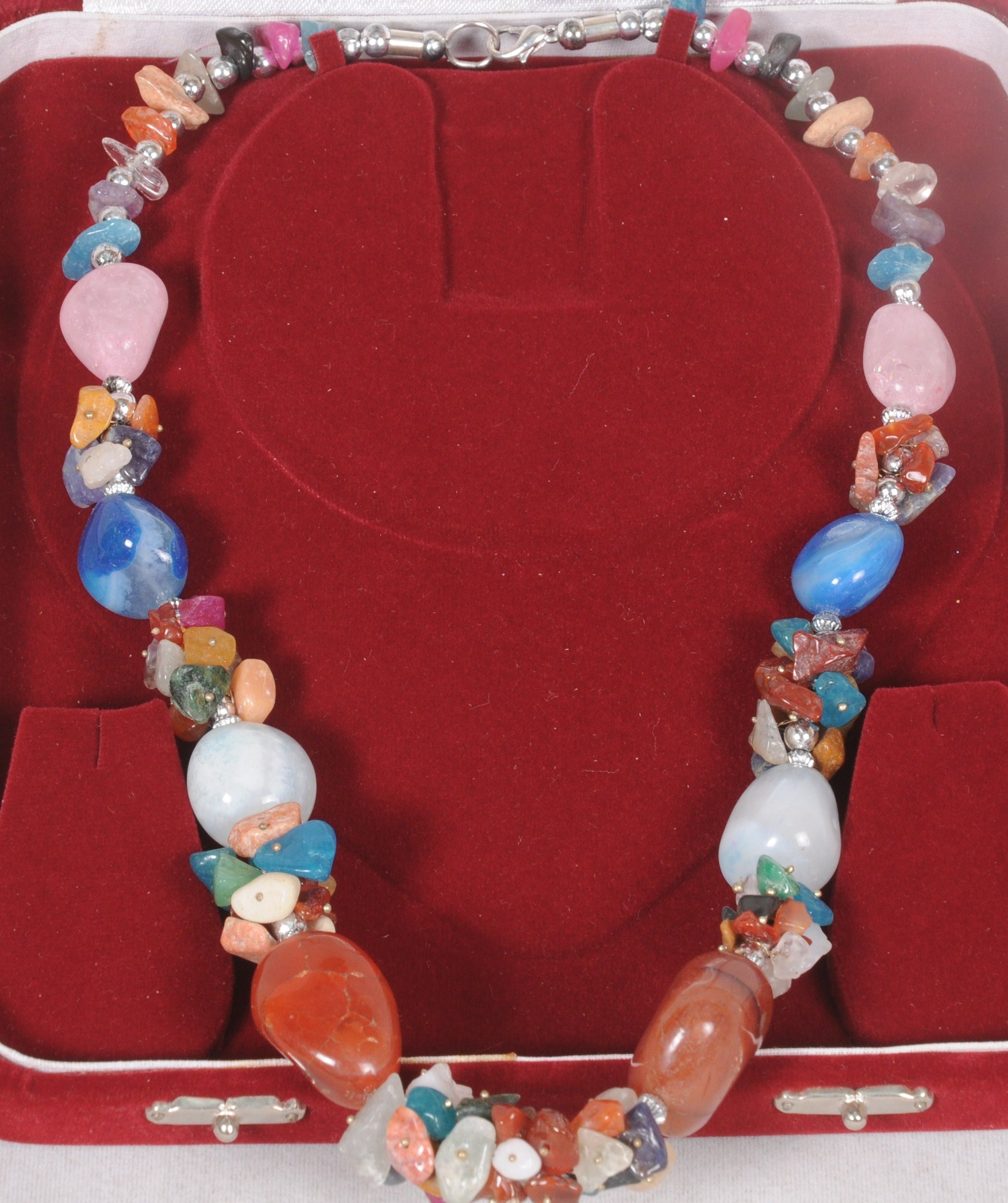 Multi-coloured Tumbled Stone Necklace, Style : Modern