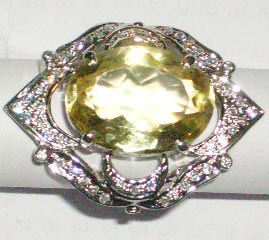 925 Sterling Silver Lemon Gemstone Ring