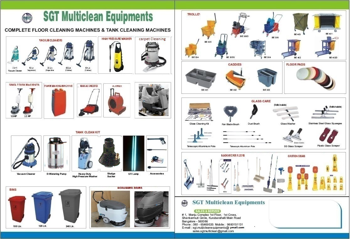 Buy Cleaning Equipments From SGT Multiclean Equipments Bangalore 