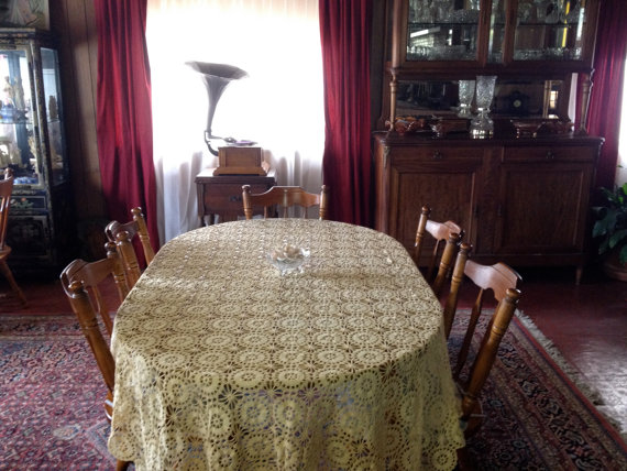 Crochet Lace Oval Table Cloth