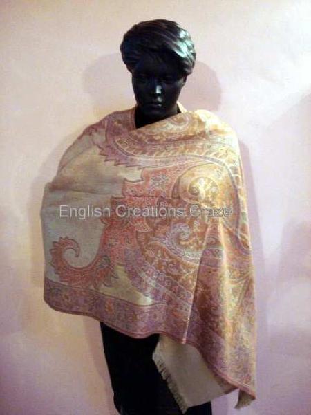 Polywool Jacquard Scarves, Color : BEIGE