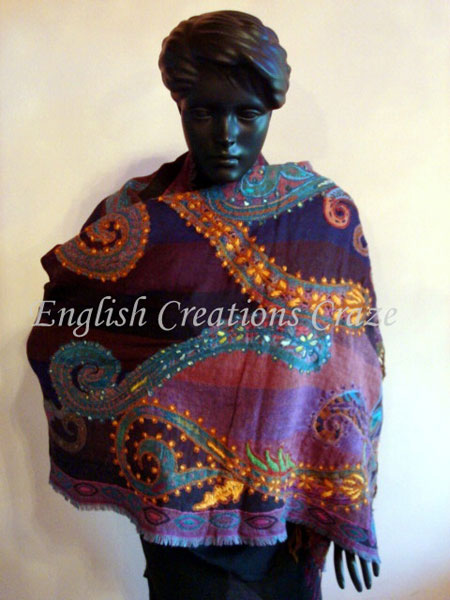 Wool Embroidery Scarves - EC-2977 DM, Color : multi