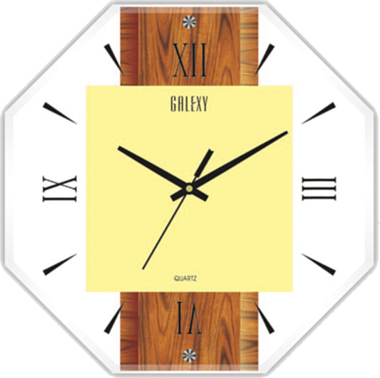 Wood Regulate Glass Wall Clock, Overall Dimension : 300 X 300 X 50 M.M.