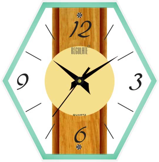 Wood Regulate Glass Wall Clock, Overall Dimension : 300 X 300 X 50 M.M.