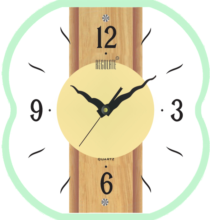 Wood Regulate Glass Wall Clock, Overall Dimension : 300 X 300 X 50 M.M.