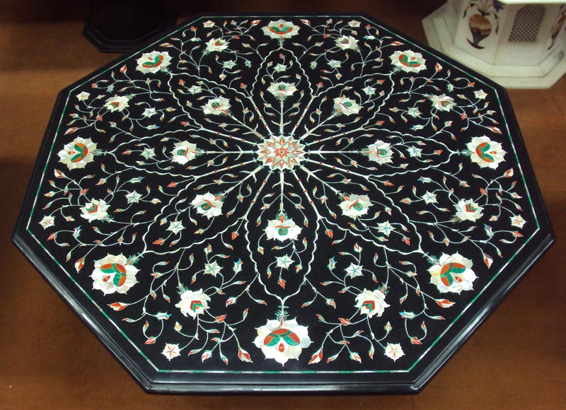 Black Marble Inlay Table Top