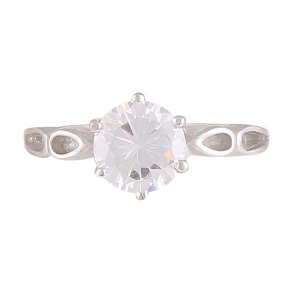 Sterling Silver Attractive Solitaire CZ diamond ring