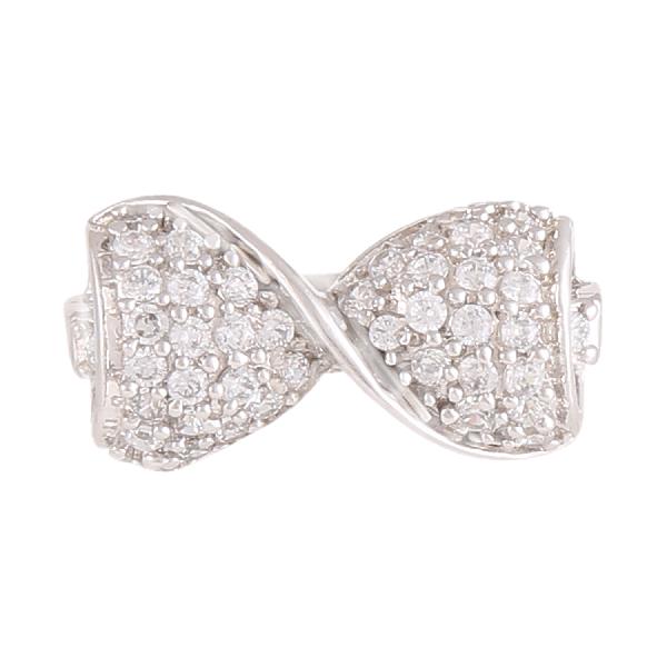 Sterling silver fancy bow shaped diamond Ring