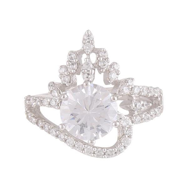 Sterling Silver stylish designer Cz diamond ring