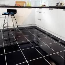 glossy black floor tiles
