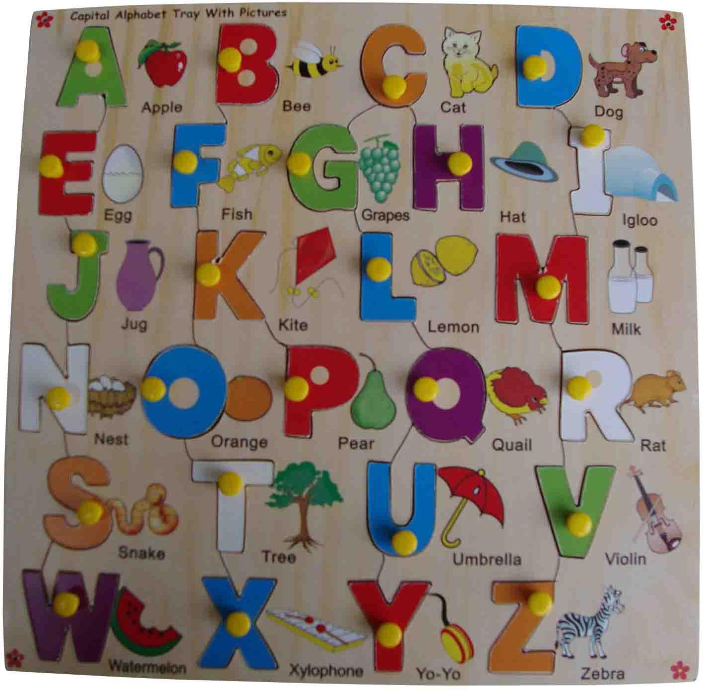 Capital Alphabet Picture Tray with Knobs
