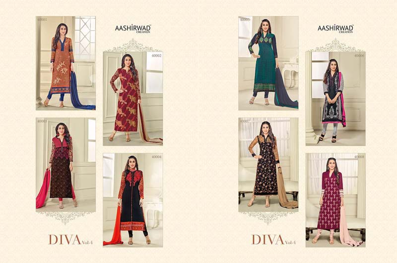 Diva vol 4-Faux Georgette With embroidery Designer Dress Material
