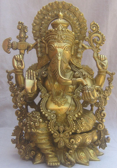 Chrome Brass Jwellery Ganesha Statue, Pattern : Plain