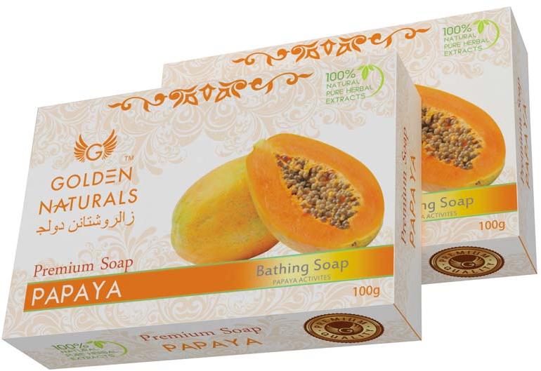 Golden Naturals Papaya Soap, for Bathing, Form : Solid
