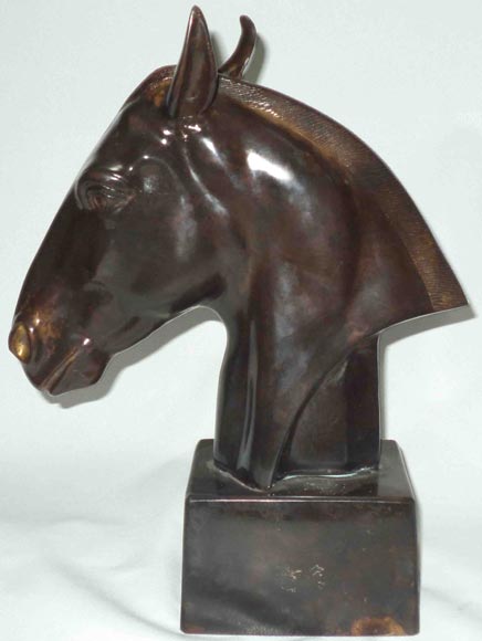 Non Printed Brass Antique horse face sculpture, Color : Black