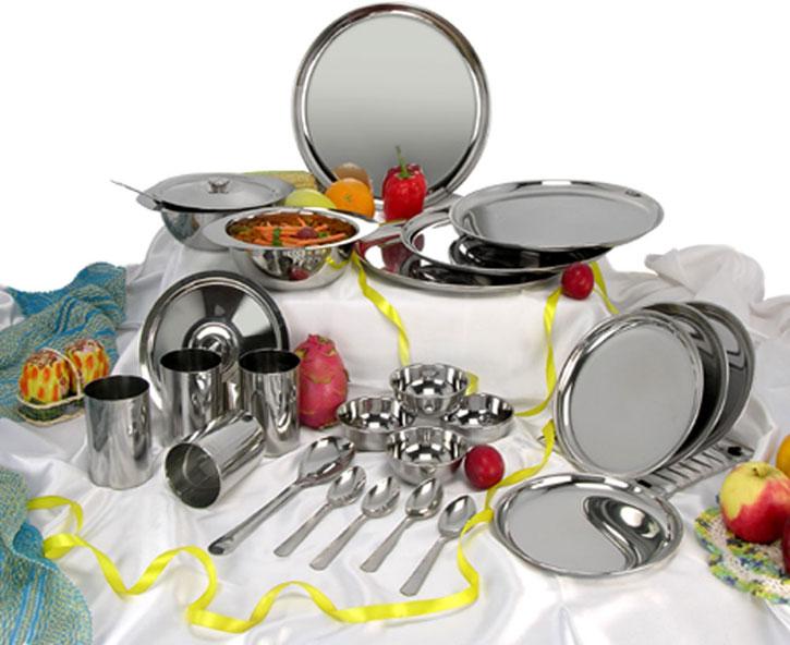 24 Piece Stainless Steel Dinner Set, for Home Use, Hotels, Pattern : Plain