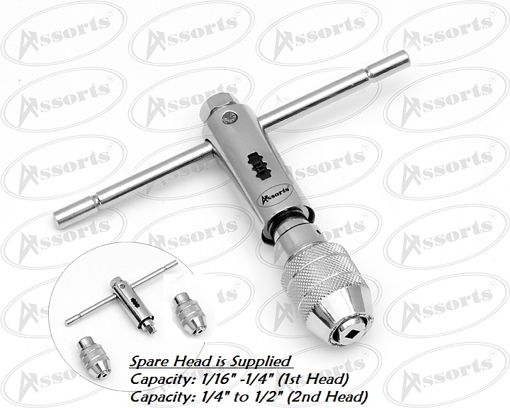 1/16-1/4 Ratcheting T-Handle Tap Wrench