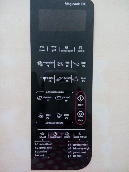 AB368 : Microwave Oven Membrane Keypad : Model No : Magiccook25G :