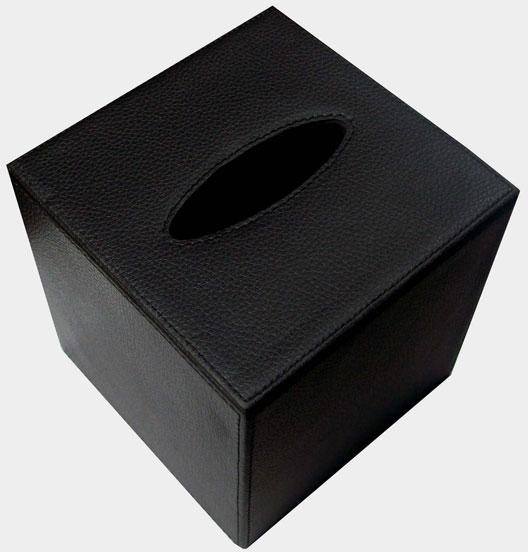 Black Leatherette Tissue Box Cover