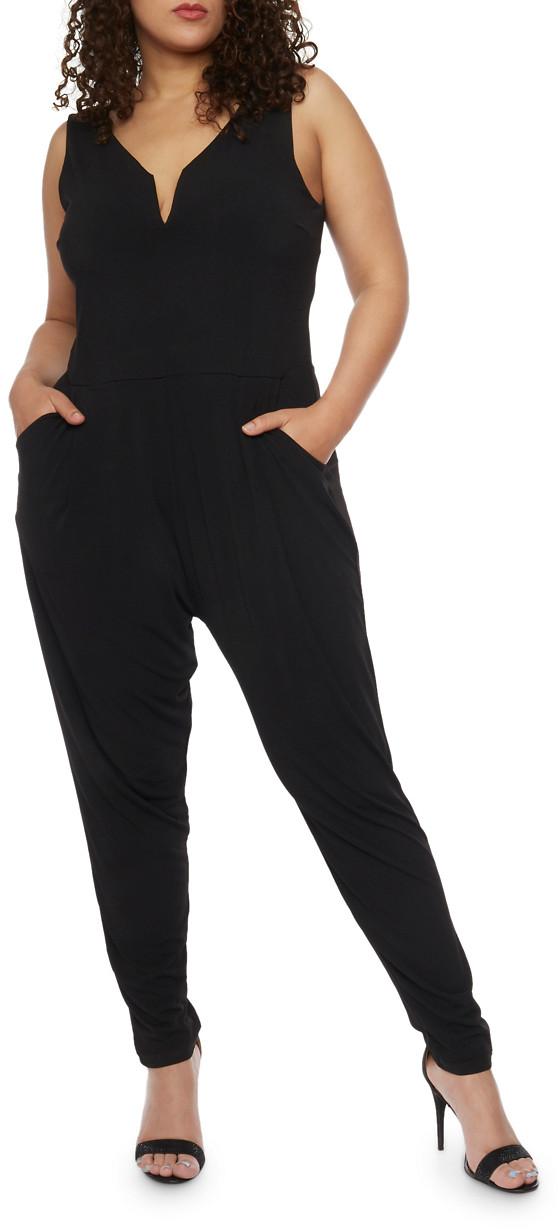 Plus Size Sleeveless V Neck Jumpsuit