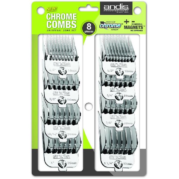 Andis Chrome Plated Magnetic Snap On Combs Snug