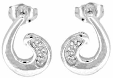 Silver Diamond Earrings - (ES1091)