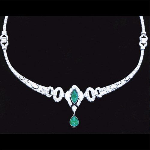 Diamond Emerald Gold Necklace Dgn-04