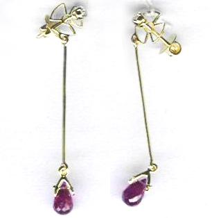 Diamond Ruby Gold Earrings Dge-09