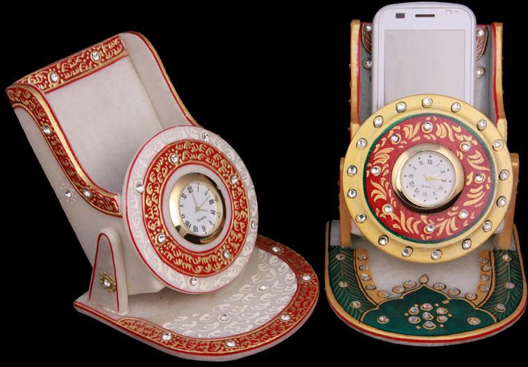 Marble Mobile Stand with Watch