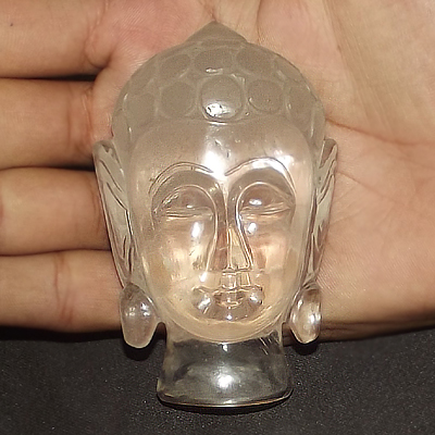 Crystal Gemstone Buddha Head, Color : White