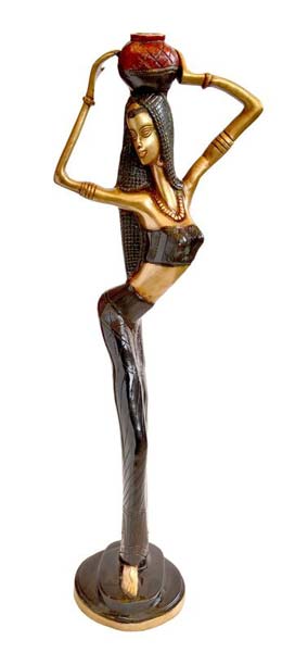 Brass African Lady Statue