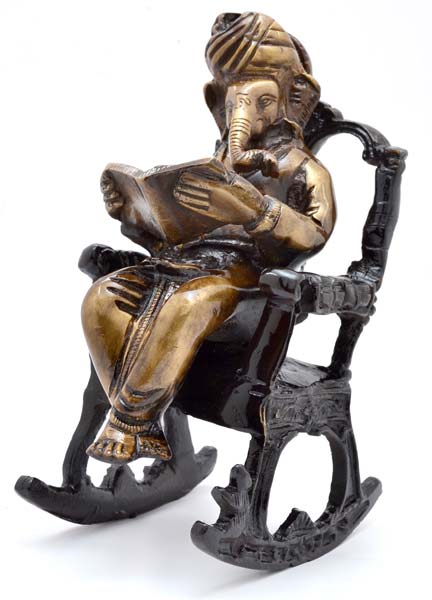 Brass On Chair Ganesha Statue