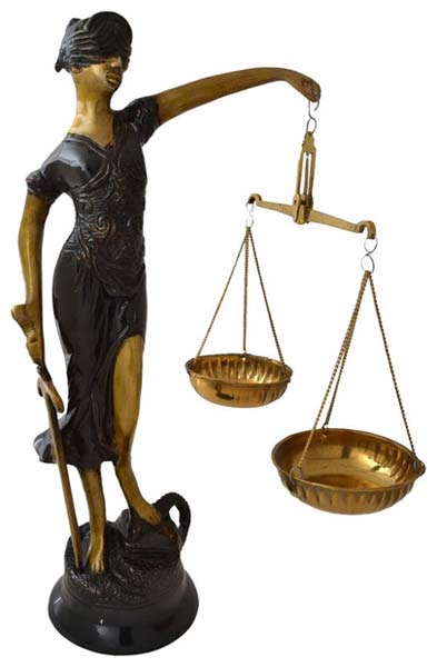 Brass Goddess Of Justice Statue