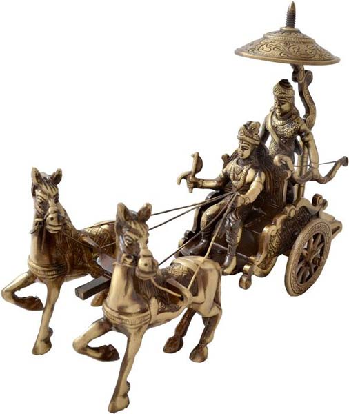 Brass Krishna Arjun Chariot