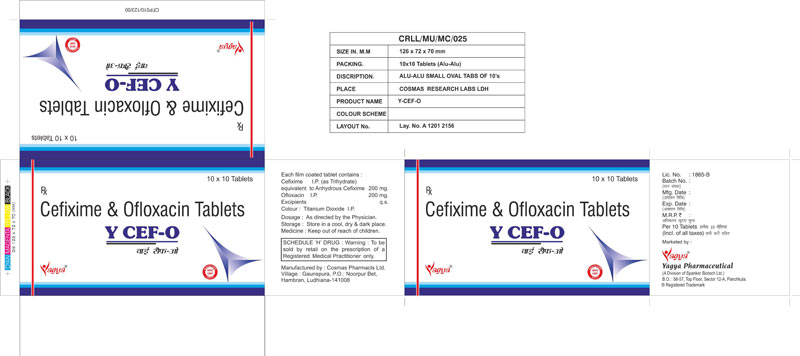 Cefixime Tablets, Ofloxacin Tablets