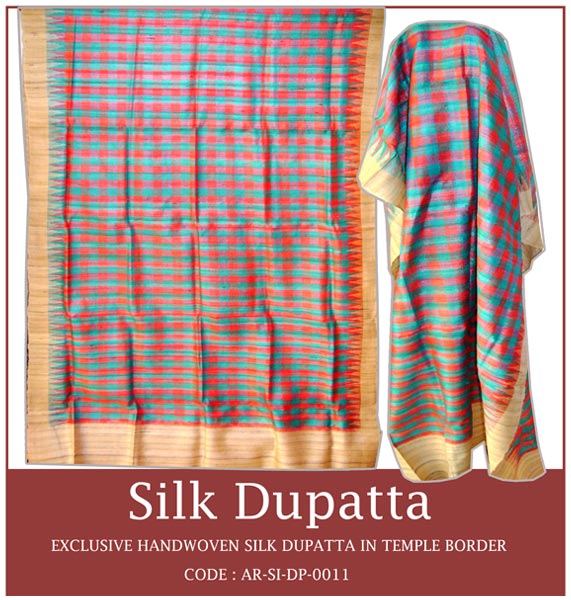 Plain Silk Tussar Geecha Dupatta, Feature : Skin Friendly