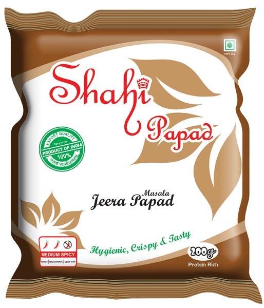 Jeera Masala Papad, Packaging Type : Plastic Packet, Plastic Pouch