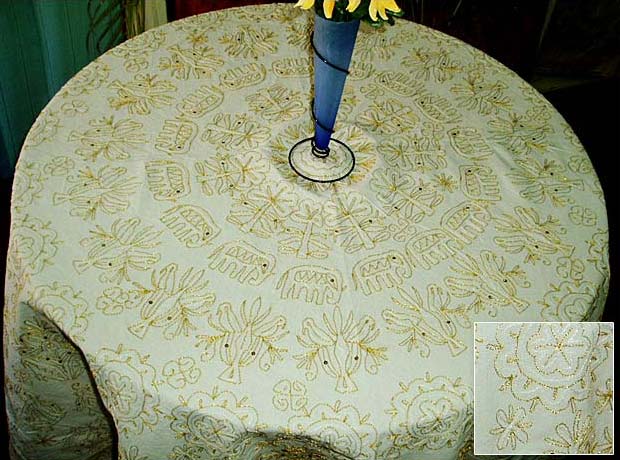 Floral Self Texture Table Cover