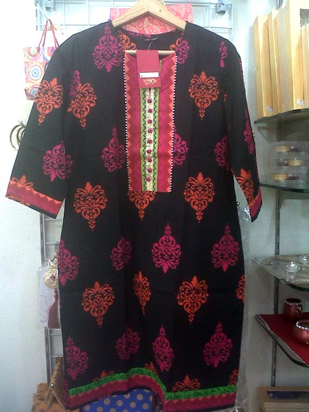 Black Printed Cotton Kurtis