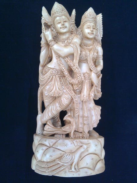 Wooden Radha Krishna Statue