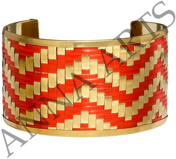 Basket Weave Cuff in Brass
